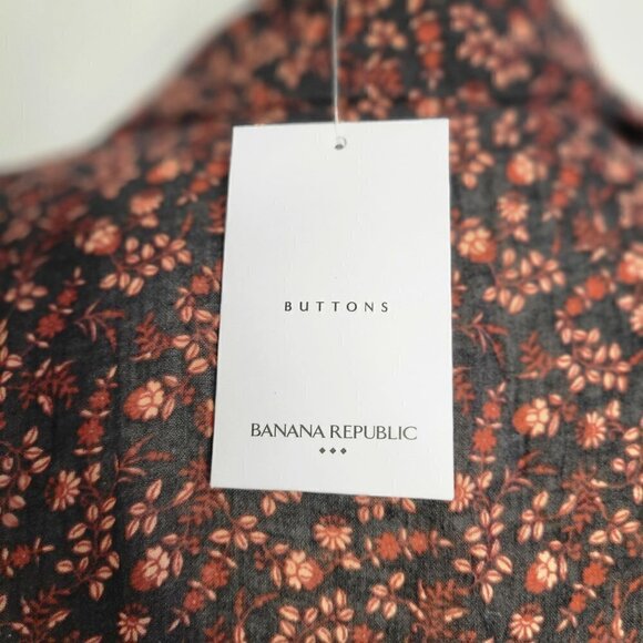 Banana Republic Cotton Flower Print Button Down Shirt Blouse Women Size L - Picture 4 of 10